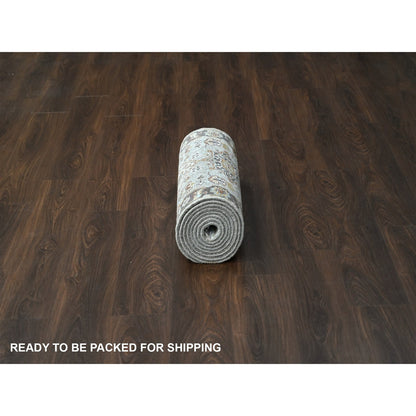 Heriz Wool Hand Knotted Rug Grey Taupe Brown 2.8X12.0 -O084785