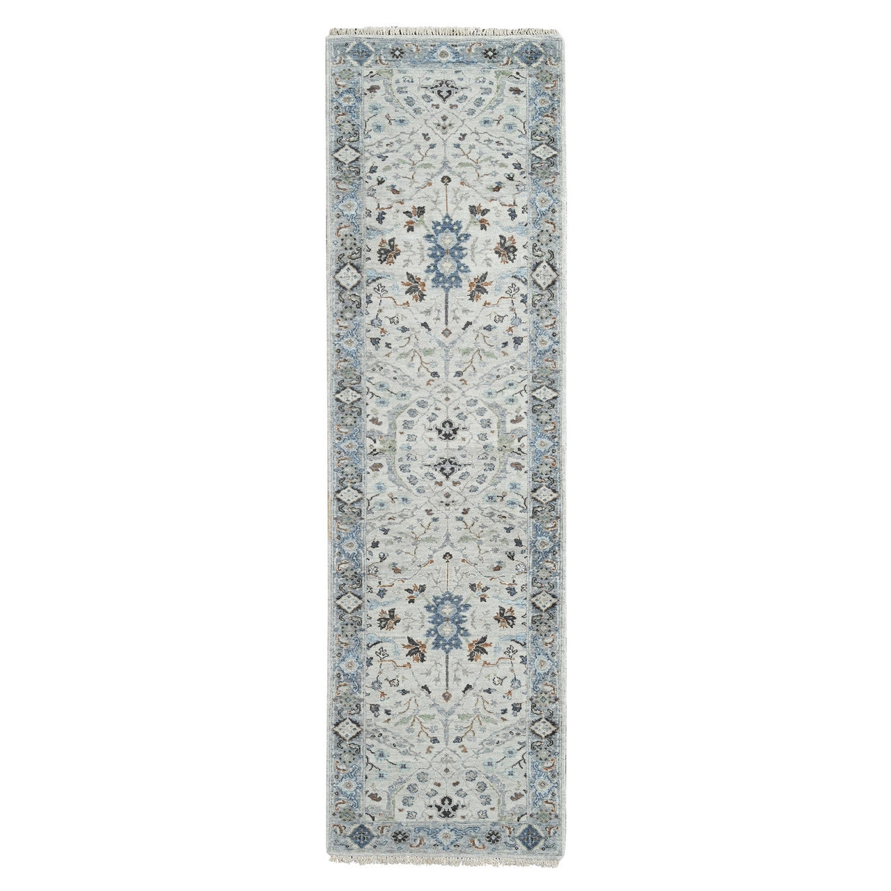 Gray 2'6" x 9'10" Oushak And Peshawar Hand knotted Wool Rug - Sku: O084786