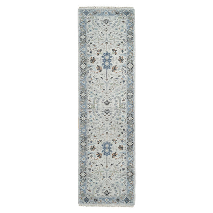 Oushak And Peshawar Wool Hand Knotted Rug Grey Gray 2.6X9.10 -O084786