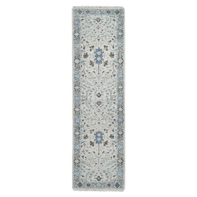 Oushak And Peshawar Wool Hand Knotted Rug Grey Gray 2.6X9.10 -O084786