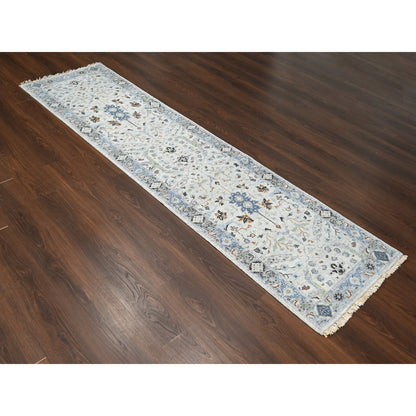 Oushak And Peshawar Wool Hand Knotted Rug Grey Gray 2.6X9.10 -O084786