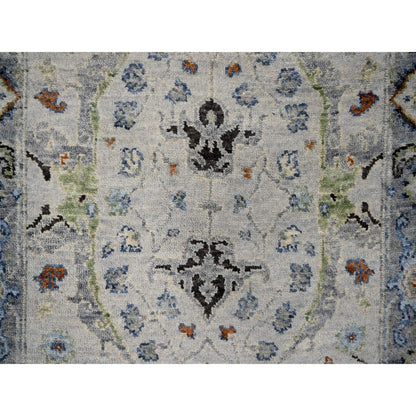 Oushak And Peshawar Wool Hand Knotted Rug Grey Gray 2.6X19.9 -O084792