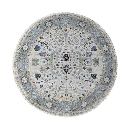 Oushak And Peshawar Wool Hand Knotted Rug Grey 9.10x9.10 -O084794
