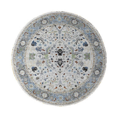 Oushak And Peshawar Wool Hand Knotted Rug Grey 9.10x9.10 -O084794