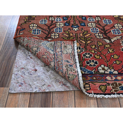 Overdyed & Vintage Wool Hand Knotted Rug Red 20.5x5.10 -O0847