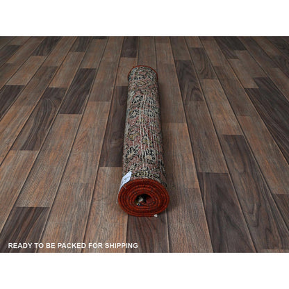 Overdyed & Vintage Wool Hand Knotted Rug Red 20.5x5.10 -O0847
