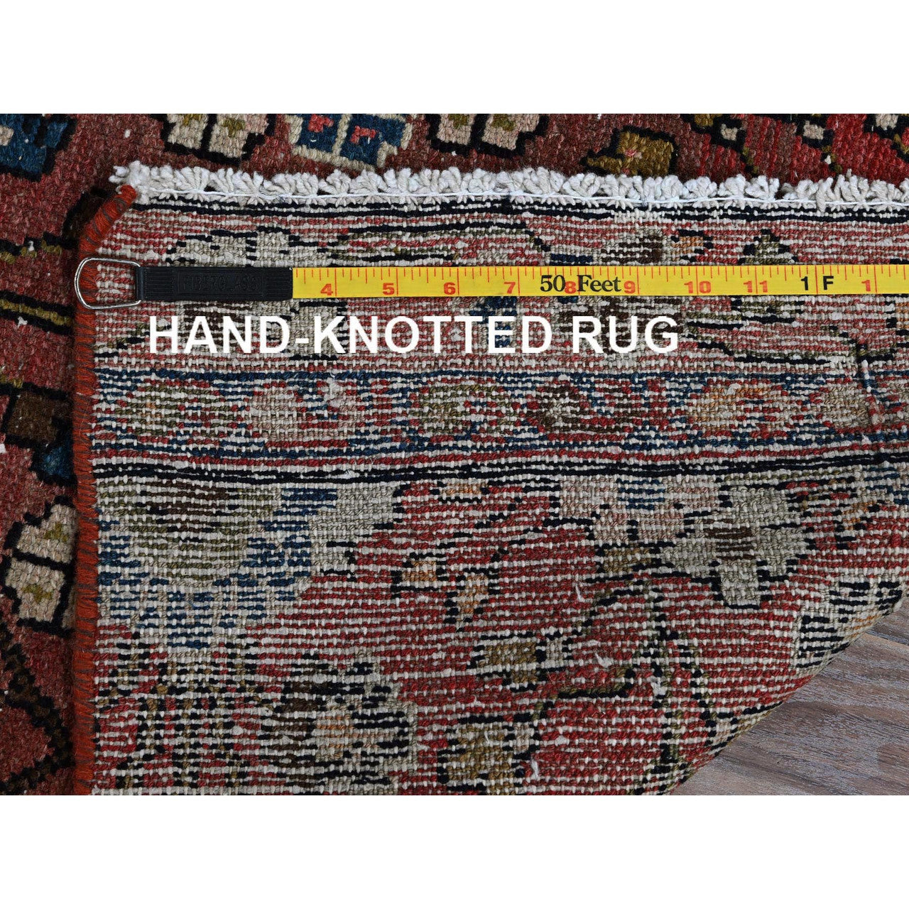 Overdyed & Vintage Wool Hand Knotted Rug Red 20.5x5.10 -O0847