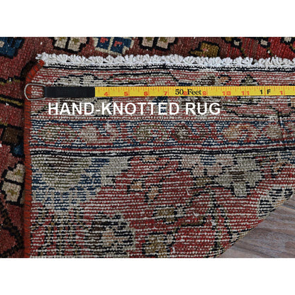 Overdyed & Vintage Wool Hand Knotted Rug Red 20.5x5.10 -O0847