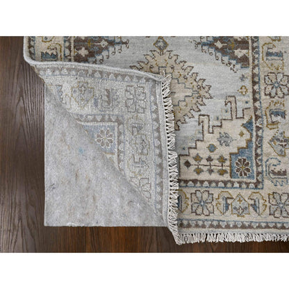 Tribal & Geometric Wool Hand Knotted Rug Grey Ivory 2.8X10.1 -O084801