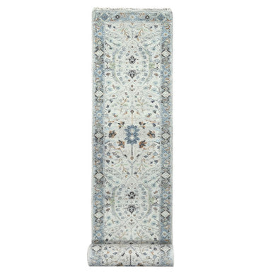 Oushak And Peshawar Wool Hand Knotted Rug Grey Gray 2.7X21.8 -O084808