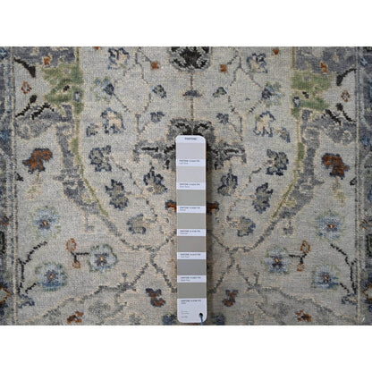 Oushak And Peshawar Wool Hand Knotted Rug Grey Gray 2.7X21.8 -O084808