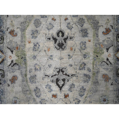Oushak And Peshawar Wool Hand Knotted Rug Grey Gray 2.7X21.8 -O084808