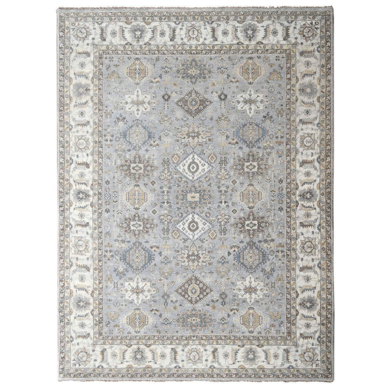 Gray 9'0" x 11'11" Heriz Hand knotted Wool Rug - Sku: O084821