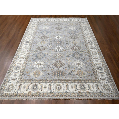 Heriz Wool Hand Knotted Rug Grey Ivory 9.0X11.11 -O084821
