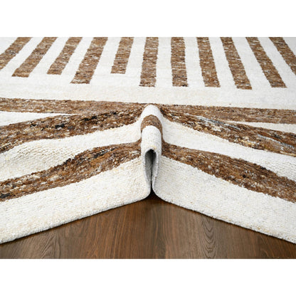 Modern and Contemporary Wool Hand Knotted Rug Brown No Border 9.0X11.8 -O084823