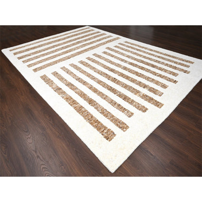 Modern and Contemporary Wool Hand Knotted Rug Brown No Border 10.3X14.1 -O084825