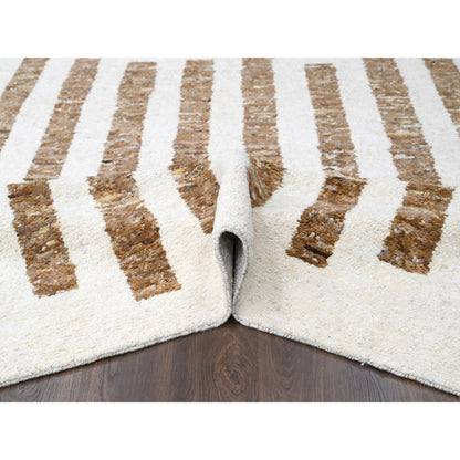 Modern and Contemporary Wool Hand Knotted Rug Brown No Border 10.3X14.1 -O084825