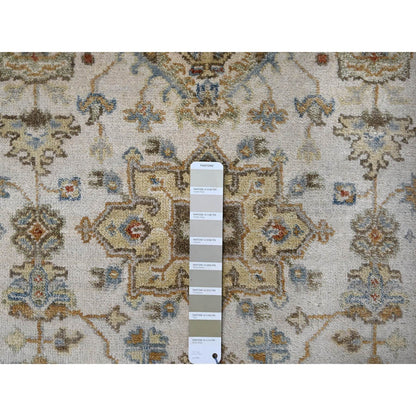 Heriz Wool Hand Knotted Rug Ivory Silver 2.9X17.10 -O084826