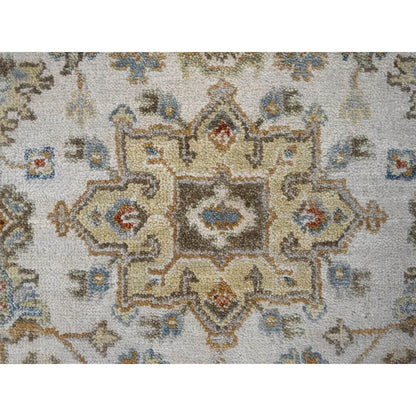 Heriz Wool Hand Knotted Rug Ivory Silver 2.9X17.10 -O084826