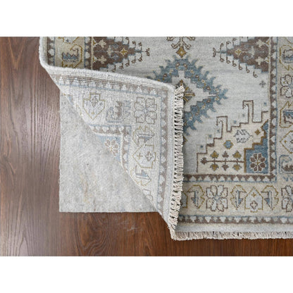 Tribal & Geometric Wool Hand Knotted Rug Grey Ivory 2.8X14.1 -O084830