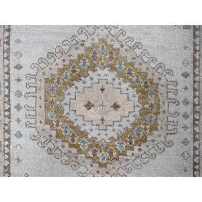 Tribal & Geometric Wool Hand Knotted Rug Grey Ivory 2.9X29.10 -O084831