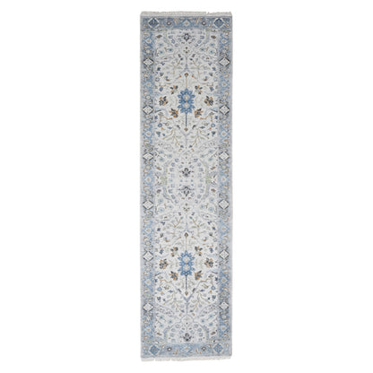 Oushak And Peshawar Wool Hand Knotted Rug Grey Gray 2.7X9.10 -O084836