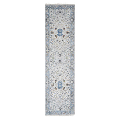 Oushak And Peshawar Wool Hand Knotted Rug Grey Gray 2.7X9.10 -O084836