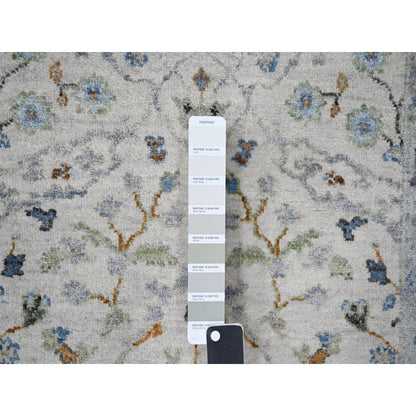 Oushak And Peshawar Wool Hand Knotted Rug Grey Gray 2.7X9.10 -O084836