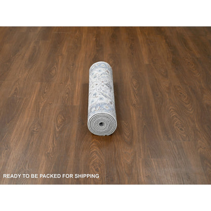 Oushak And Peshawar Wool Hand Knotted Rug Grey Gray 2.7X9.10 -O084836