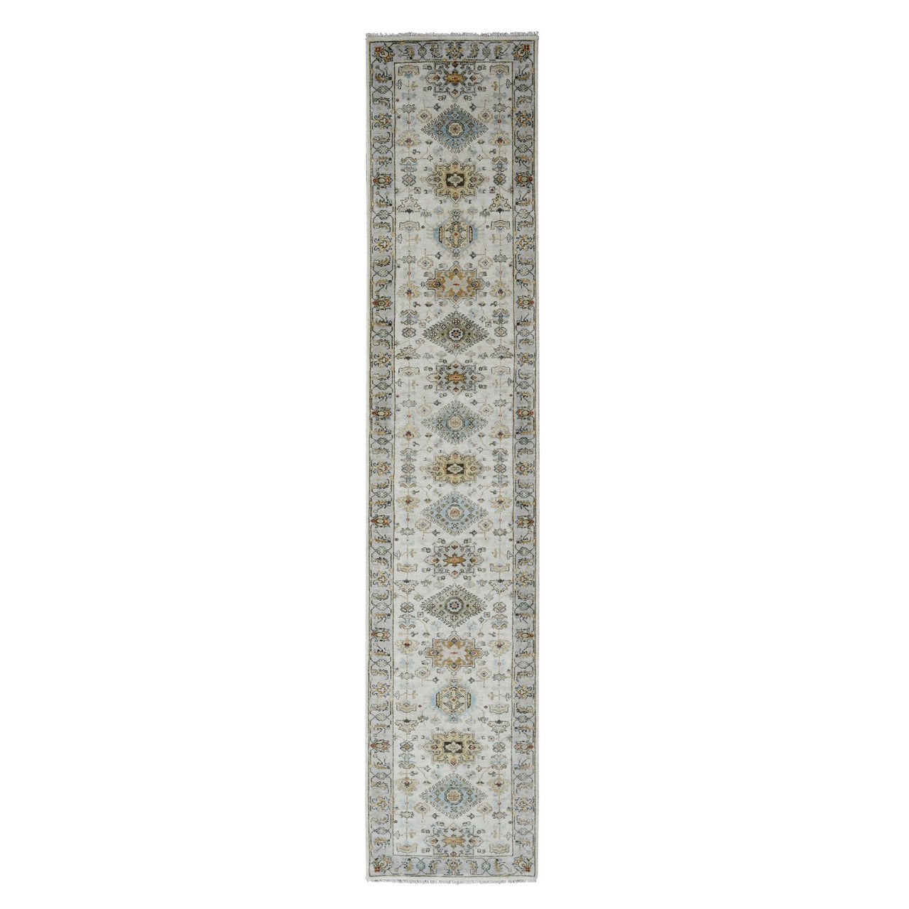 Ivory 2'9" x 13'6" Heriz Hand knotted Wool Rug - Sku: O084841