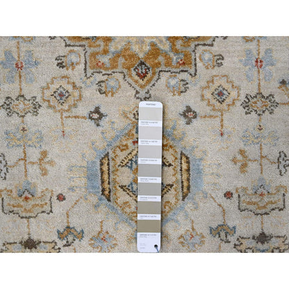 Heriz Wool Hand Knotted Rug Ivory Silver 2.9X13.6 -O084841