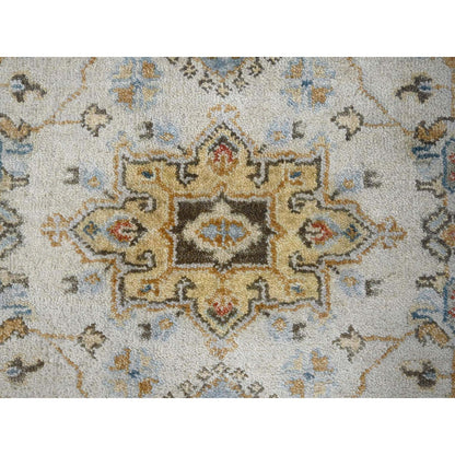Heriz Wool Hand Knotted Rug Ivory Silver 2.9X13.6 -O084841
