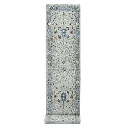 Oushak And Peshawar Wool Hand Knotted Rug Grey Gray 2.5X17.9 -O084842