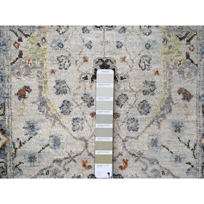 Oushak And Peshawar Wool Hand Knotted Rug Grey Gray 2.5X17.9 -O084842
