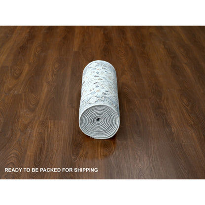 Oushak And Peshawar Wool Hand Knotted Rug Grey Gray 2.6X17.10 -O084843