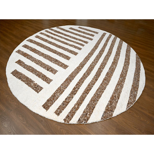 Modern and Contemporary Wool Hand Knotted Rug Brown No Border 11.11X12.1 -O084846