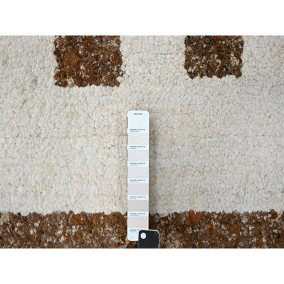 Modern and Contemporary Wool Hand Knotted Rug Brown No Border 11.11X12.1 -O084846