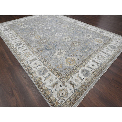 Heriz Wool Hand Knotted Rug Grey Ivory 10.0X13.9 -O084847