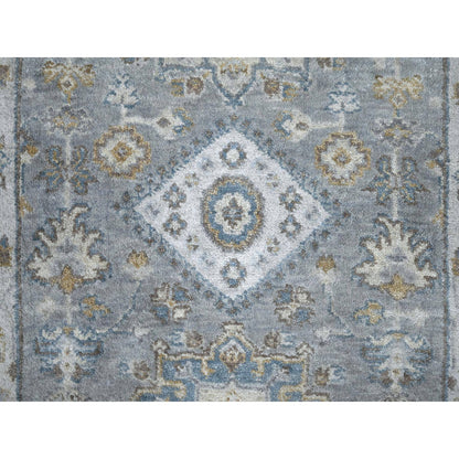 Heriz Wool Hand Knotted Rug Grey Ivory 2.7X10.0 -O084850