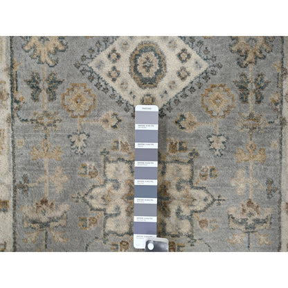 Heriz Wool Hand Knotted Rug Grey Ivory 2.7X11.11 -O084852