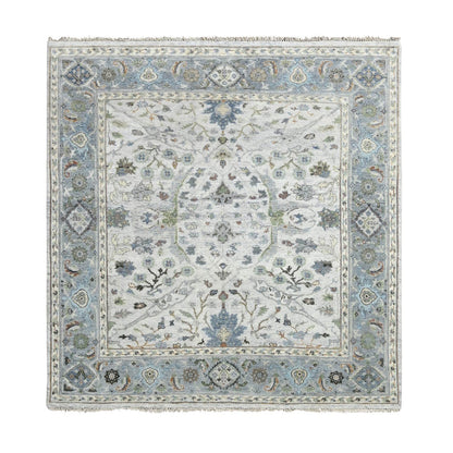 Oushak And Peshawar Wool Hand Knotted Rug Grey Gray 5.11X6.0 -O084854