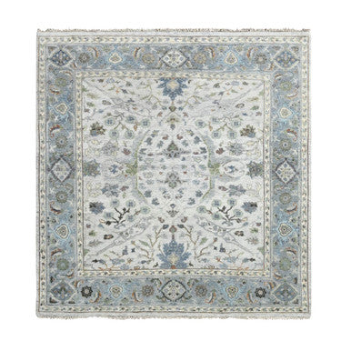 Oushak And Peshawar Wool Hand Knotted Rug Grey Gray 5.11X6.0 -O084854