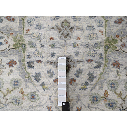 Oushak And Peshawar Wool Hand Knotted Rug Grey Gray 5.11X6.0 -O084854