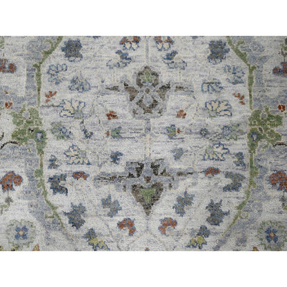 Oushak And Peshawar Wool Hand Knotted Rug Grey Gray 5.11X6.0 -O084854
