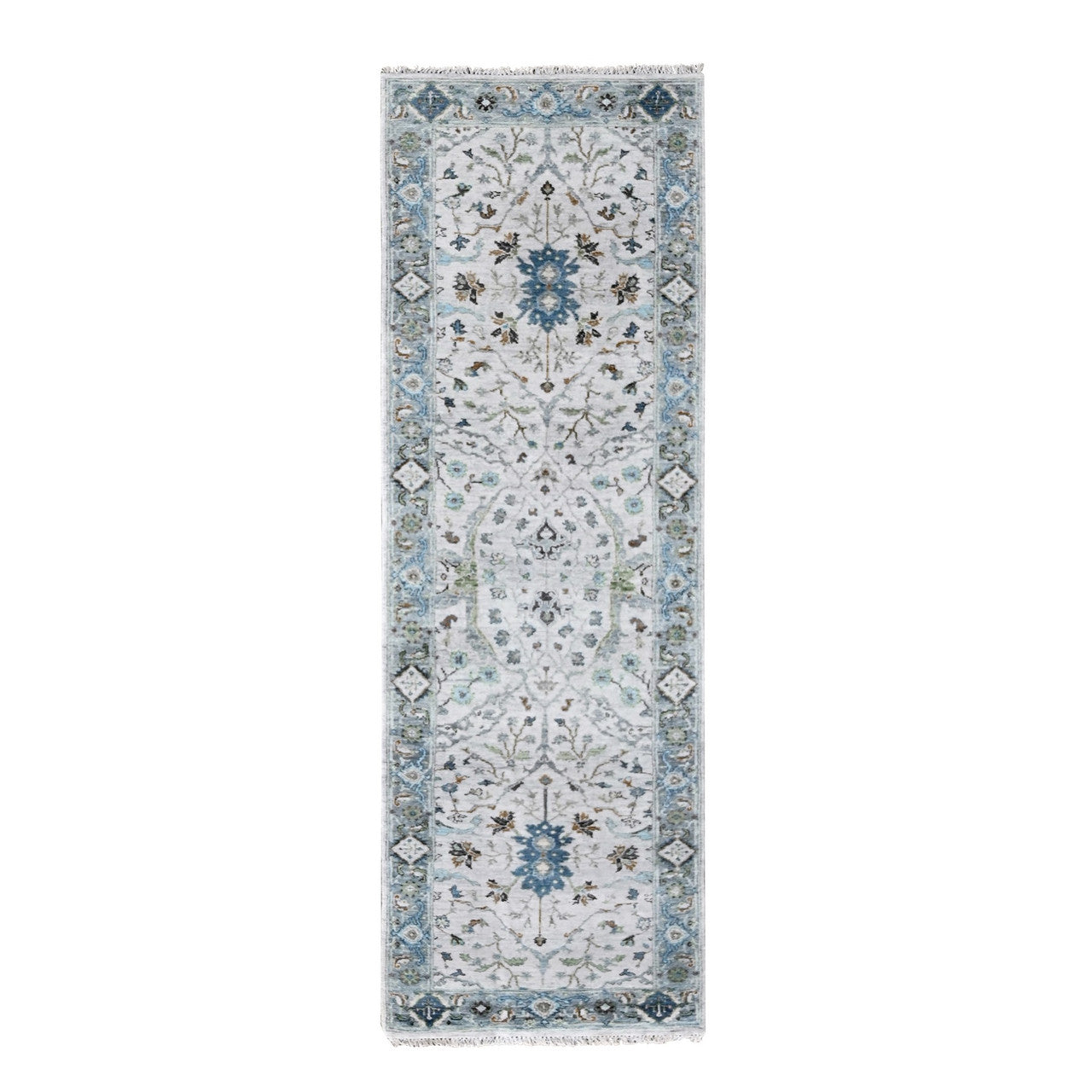 Gray 2'3" x 8'0" Oushak And Peshawar Hand knotted Wool Rug - Sku: O084855