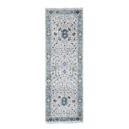 Oushak And Peshawar Wool Hand Knotted Rug Grey Gray 2.3X8.0 -O084855