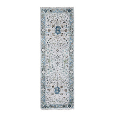 Oushak And Peshawar Wool Hand Knotted Rug Grey Gray 2.3X8.0 -O084855