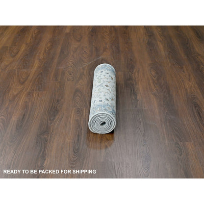 Oushak And Peshawar Wool Hand Knotted Rug Grey Gray 2.3X8.0 -O084855