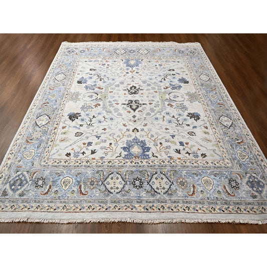 Oushak And Peshawar Wool Hand Knotted Rug Grey Gray 9.8X9.8 -O084859
