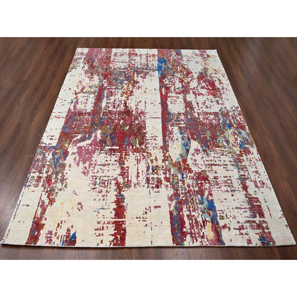 Modern and Contemporary Wool Hand Knotted Rug Beige No Border 9.3X12.1 -O084864